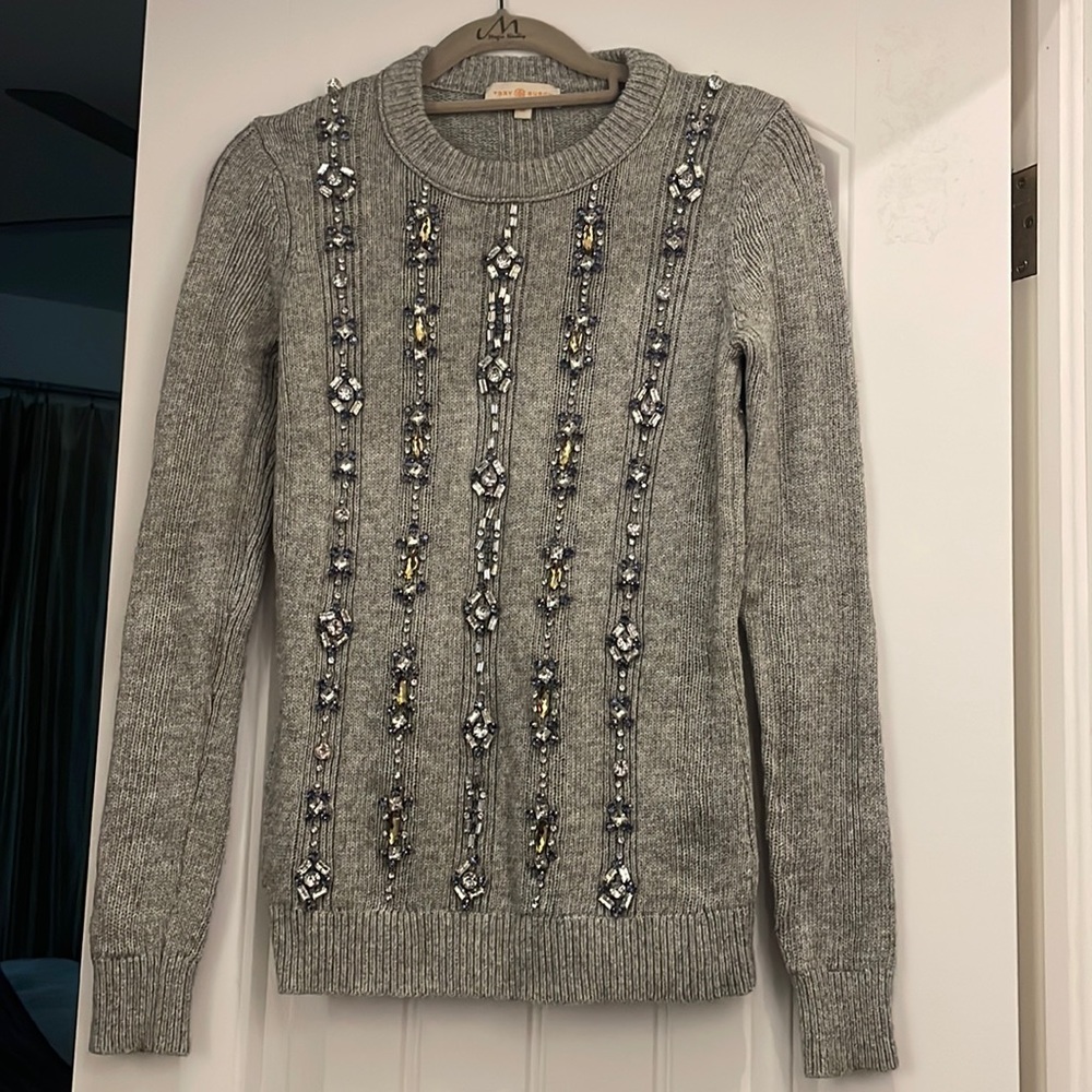 Tory Burch jewelled cashmere/wool sweater in xs